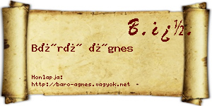 Báró Ágnes névjegykártya